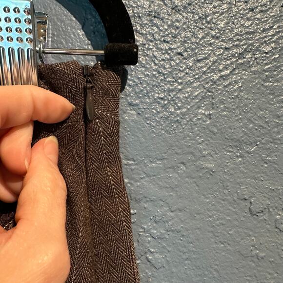 beau bois Design Laboratory Medium Mini Skirt Micro Pin Stripe Brown Applique - Picture 9 of 9